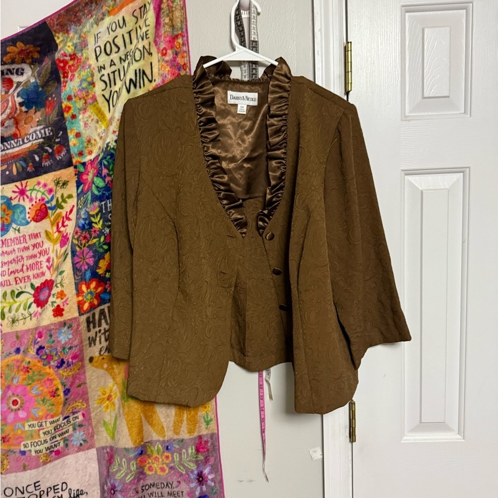 Danny & Nicole Brown Women's Blazer with Ruffled Trim​